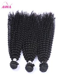 Indian Kinky Curly Virgin Human Hair Weave Bundels Onverwerkte Raw Indian Virgin Remy Curly Hair Extensions 3 stuks Natuurlijk Zwart Sof8623720