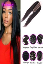 Indiase vetersluiting 2X6 Human Hair Extensions Rechte Diepe Golf Body Losse Kinky Topsluiting 26 Met Babyhaar7301784