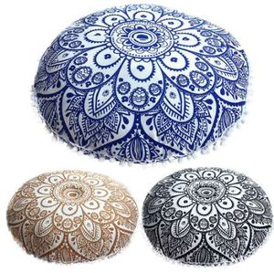 Cojines de piso de mandala indio Cojín bohemio redondo Cojines de almohada Funda enorme