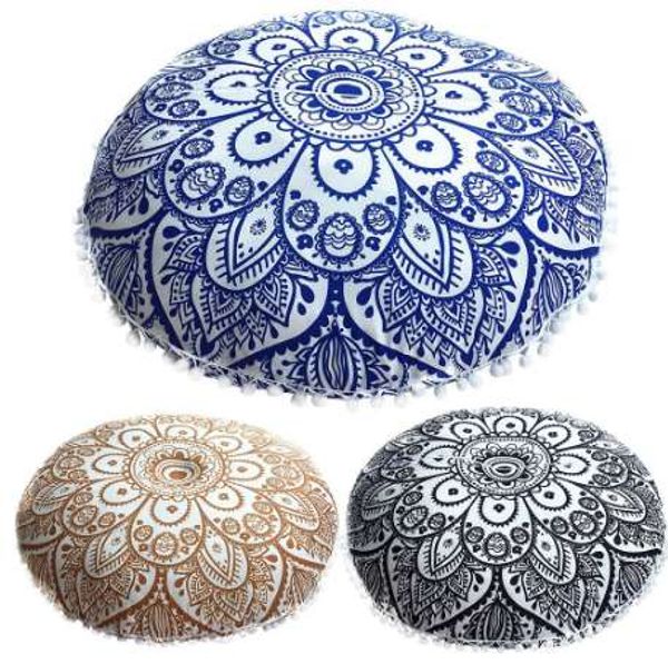 Oreillers de sol indiens Mandala rond bohème coussin oreillers couverture énorme étui