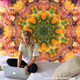 Mur de tapisserie Mandala indien suspendu la tapisserie multifonctionnelle Boho Privured couvercle de yoga tapis de pique-nique