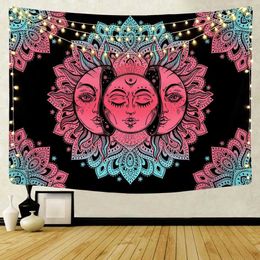 Indian Mandala Wall Tapestry Sun Moon Tree Tarot Wall Opknoping Tapestry RUG Psychedelic Tapiz Hekserij Muurdoek Tapestries 210609