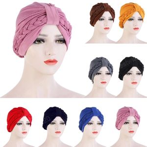 Gorro Hijab musulmán indio para mujer, gorro de quimio para el cáncer, turbante trenzado para la pérdida de cabello, gorro de moda, gorro envolvente para mujer, gorro, cubierta