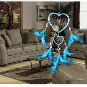 Indiase roze paarse veer Dreamcatcher liefde muur hangende kamer decor handgemaakte esthetische retro dream catcher wind chime ornament