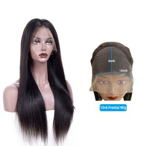 Perruque Lace Frontal wig 100% naturelle indienne, cheveux bruts, 13x6, couleur naturelle, lisse et soyeux, 12 à 32 pouces, bande réglable, partie libre