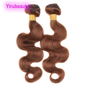 Indien brut 100% cheveux humains 4 # couleur vague de corps 10-28 pouces Extensions de cheveux vierges trames de cheveux 4 # produits de vague de corps