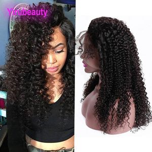 Perruque Lace Front Wig naturelle indienne, cheveux vierges crus, densité 150%, 13x4, cheveux crépus bouclés, pre-plucked, trois parties centrales, 2620