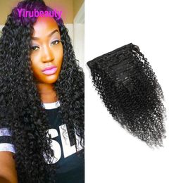 Clip de cheveux indiens vierges crus dans les extensions de cheveux crépus bouclés 822 pouces Clipin sur les produits capillaires couleur naturelle 120g6976513