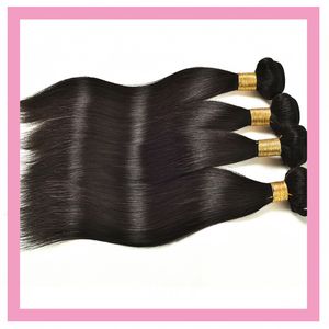 Indian Raw Virgin Human Hair 10 Bundels Silky rechte natuurlijke kleur 10-30 inch. Remy Groothandel dubbele inslag