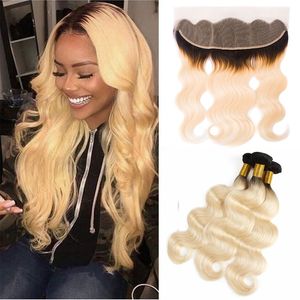 Indian Raw Virgin Menselijk Haar 3 Bundels Met 13X4 Kant Frontale 4 Stuks/partij Body Wave 1B/613 # Haar Porducts Inslagen Met 13 Door 4 Frontale 1B 613