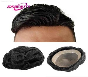 Indian Remy Men039S Pruik Wig Monkey NPU 30 mm Wave rechte haar vervanging Natuurlijke kleur Hoge kwaliteit7210494