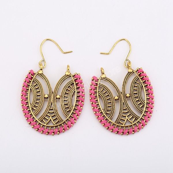 Pendientes étnicos retro indios Pendientes colgantes tallados ovalados de varios estilos Pendientes de moda tejidos a mano hechos a mano para mujer Joyería Jhumka