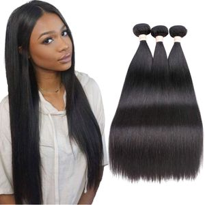 Bundles de cheveux humains droits indiens 1/3/4 pièces Extensions de cheveux humains bon marché noirs naturels 10-30 pouces vendeurs cheveux en gros