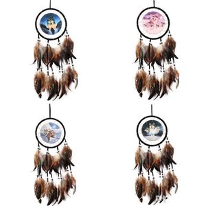 Muur Opknoping Dream Catcher Oil Painting Wolf Totem Fit Woninginrichting Tuin Hanger Arts Gifts 8MS FF