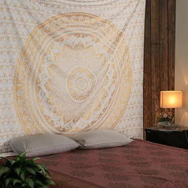 Tapiz indio Hippie para colgar en la pared, colcha bohemia, decoración del dormitorio, Mandala a través del hogar DIY 240327