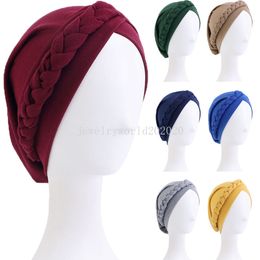 Turban indien femmes musulmanes Hijab sous-écharpe tresse chimio Cap Cancer chapeau perte de cheveux Bonnet Bonnet tête écharpe Wrap chapeaux os Cap