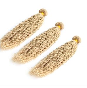 Extension de cheveux humains indiens vierges 80g / pcs 3 pcs / lot 613 Blonde Blonde Extension de trame de cheveux bouclés bouclés