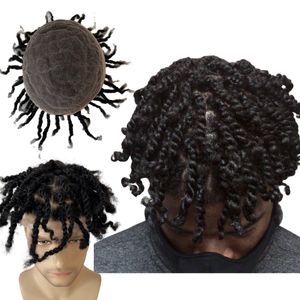 Indian Virgin Human Hair Vervanging #1 Jet Black Afro Twist Vlechten 8x10 Full Lace Toupet voor zwarte mannen