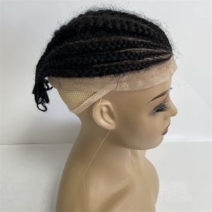 Indian Virgin Human Hair Systems Afro Corn Vlechten 130% Dichtheid Toupetje 8x10 Full Lace Units voor Black Man