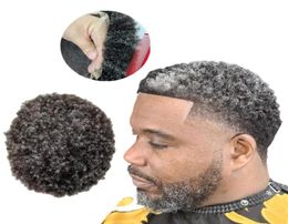 Indiase maagd Remy Human Hair Pieces Dreadlocks Full Lace Toupee Afro Kinky Curl Mannelijke pruiken voor zwarte mannen Fast Express Delivery2085806