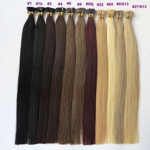 ELIBESS indien vierge remy cheveux humains extensions droites pointe plate fusion cheveux 1g / brin 100pcs / lot noir brun blonde