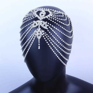 Indien Mariage Coeur Strass Tête Chaîne Bijoux Mariée Accessoires De Cheveux De Luxe Bling Cristal Multicouche Bandeau Bandeau X0726