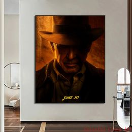 Indiana Jones y The Oirl of Destiny Poster 2023 Pintura de lona de películas Retro fotos para la sala de estar Decoración del hogar