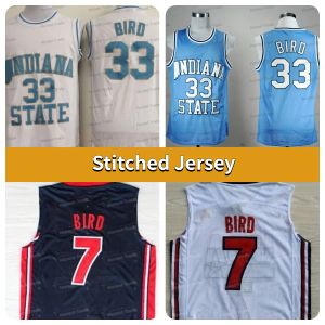 Indiana State Sycamores 33 Larry Basketball Jersey Springs Valley Bird White High School USA Team NCAA College Hommes Maillots Ed