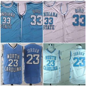 Indiana State Sycamores 33 Larry Bird College North Carolina Tar Heels 23 Michae Basketball Jerseys Mens genaaid Blue White