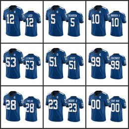 Indianapolis''Colts''Heren 5 Anthony Richardson 56 Quenton Nelson 28 Jonathan Taylor Dames Jeugd Royal Custom Indiana Nights Limited Jersey