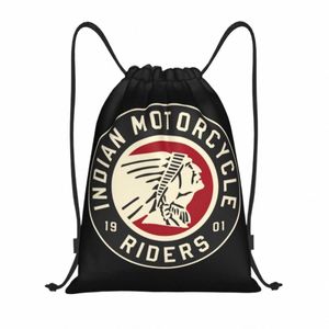 Indians Motorcycles Logo Rugzak Trekkoord Voetbaltassen Sporttas Indianer Motorbike String Sackpack voor Oefening c6so #