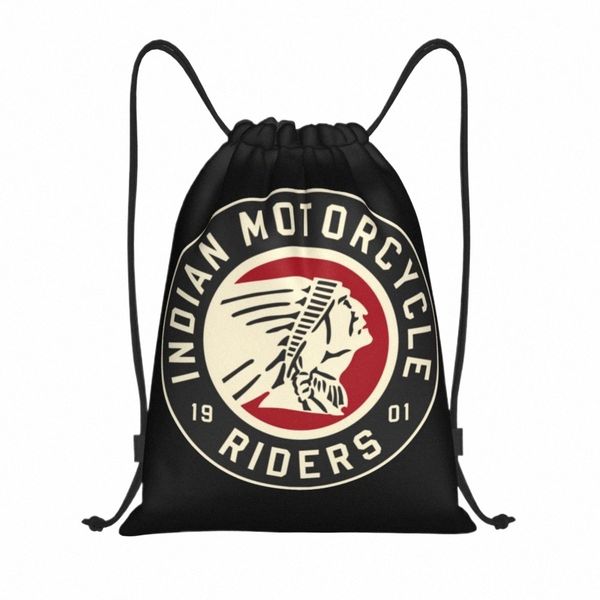 Indians Motorcycles Logo Sac à dos Sacs de football à cordon Sac de sport Indianer Moto String Sackpack pour l'exercice c6so #