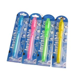 Paquete de blíster Individual para cada bolígrafo de luz negra, bolígrafo UV con luces ultravioleta, bolígrafo de tinta Invisible, bolígrafos invisibles en 4 colores