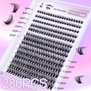 Individuele Mix Cluster Wimpers 280 stks DIY Lash Extension D Curl Lash Clusters Zachte Valse Wimper Piekerige Cluster Wimper Set