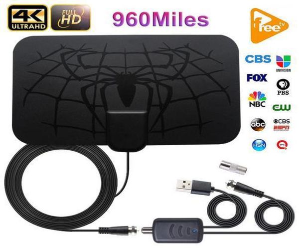 Indoor 960 millas Antena digital TV antena Aerial HDTV 4K DVBT2 Ver ISDBTB Local Broadcast 2385237