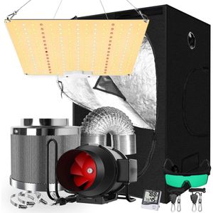 Complete Indoor Hydroponic Grow Kit - 4000W LED Light, 4-Inch Carbon Filter, Multiple Size Greenhouse Tents