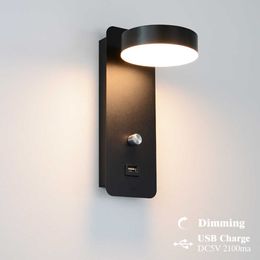 Indoor LED Wandlampen DC5V USB Charge LED Dimmen Wandverlichting Slaapkamer Moderne Wandlamp Trap Study Livingroom Sconce 210724