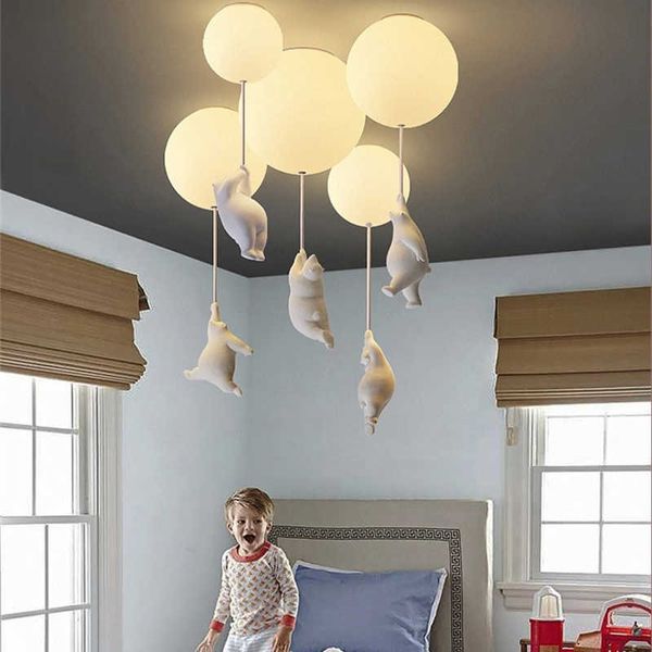 Éclairage intérieur Enfants Bande Dessinée LED Lumières Belle Ours Pendentif Lumière Designer Plafonniers Chambre Décor Lampe Suspendue 0209