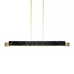 Éclairage intérieur Lampes modernes Lustre en marbre Luxe Minimaliste Longue Bande Table Bar LED Pendentif Lampe Suspendue Plafond Lustres Luminaire