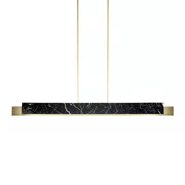 Éclairage intérieur Lampes modernes Lustre en marbre Luxe Minimaliste Longue Bande Table Bar LED Pendentif Lampe Suspendue Plafond Lustres Luminaire