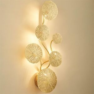 Lámpara de pared para decoración de sala de estar interior con bombillas LED G4 lámpara de iluminación para dormitorio accesorios de lámpara de pared con forma de hoja de loto MYY2241