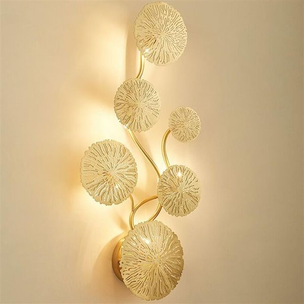 Applique murale de décoration de salon intérieur avec ampoules LED G4 chambre à coucher luminaires de lampe d'éclairage en forme de feuille de lotus applique murale MYY323p