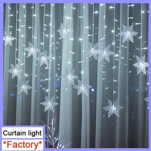 Indoor Outdoor Christmas Snowflake LED String Light Flashing Fairy Lights Curtain Light Garland For Holiday Party New Year Decor 201211