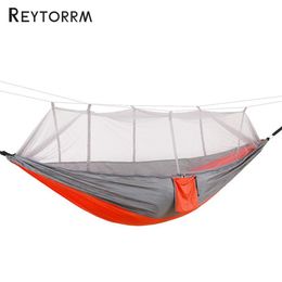 Binnen Buiten Duurzaam Hangmat Paar Survival Reizen Camping Hamak Voor 1-2Person Backpacken Tuin Hangend Anti-Muggen Hamac234L