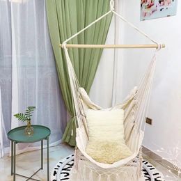 Interior al aire libre borlas hamaca jardín patio blanco algodón columpio silla dormitorio romántico colgante cama playa hamacas 240109
