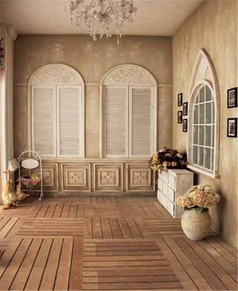 Chambre intérieure mariage Photo vinyle fond fenêtres en bois lustre plancher en bois toile de fond planche Portrait photographie décors accessoires