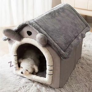 Casa de perro cálido en interiores Cama de mascotas suaves Casa de perreros Cama de gato con cojín extraíble adecuado para pequeños medios medianos grandes mascotas