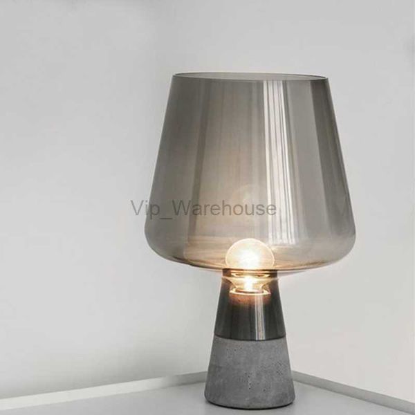 Lampe de table en ciment industriel Lampes de table en verre modernes pour salon chambre étude bureau décor lumière nordique maison lampe de chevet HKD230808