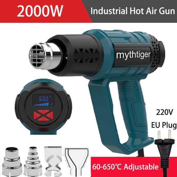 Secador de pelo Industrial, pistola de calor de 2000W, pistola de aire caliente, secador de aire para soldar, soplador térmico, estación de soldadura, herramientas de envoltura retráctil