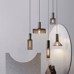 LED industriel Pendant Light Retro Multi-tête ciment suspendu Aymordage Salon Chambre Éclairage du bar à manger Lampe de décoration de salle à manger
